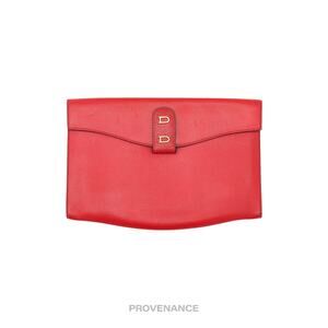 🔴 Delvaux DD Clutch Bag - Red Calfskin Leather
